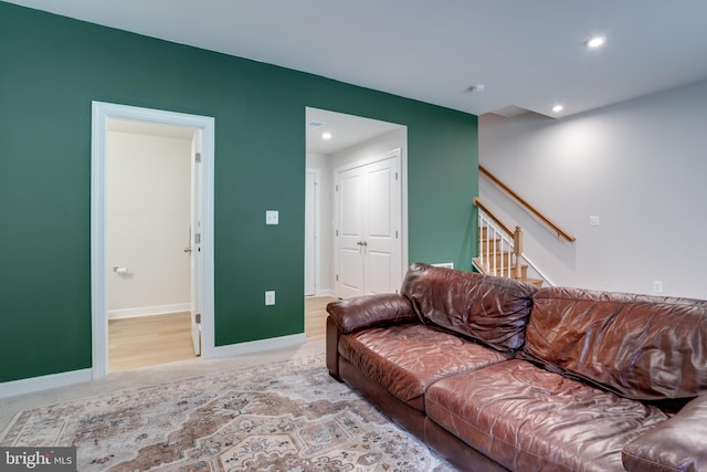 living room featuring carpet