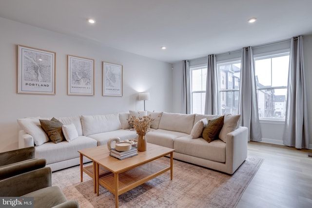 living room featuring light hardwood / wood-style flooring