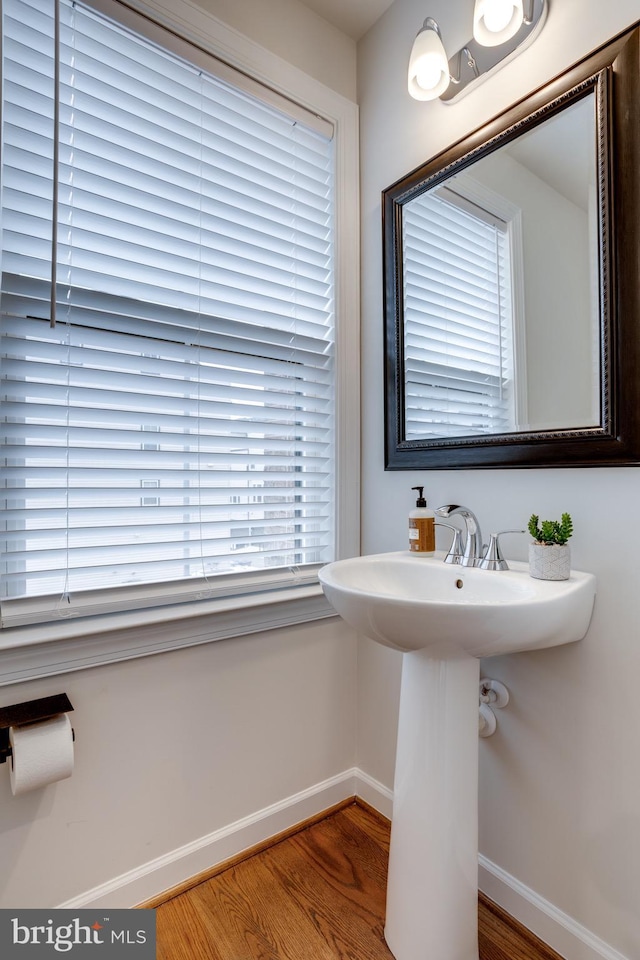 bathroom featuring sink and wood-type flooring