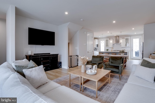 living room featuring light hardwood / wood-style flooring