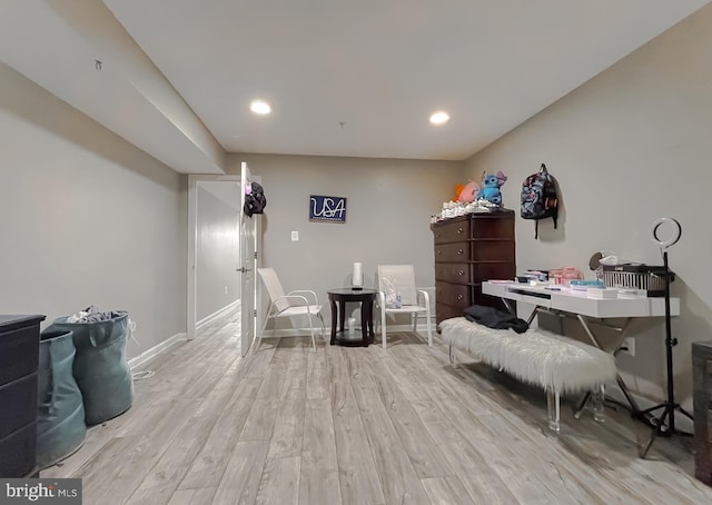 living area featuring light wood-type flooring