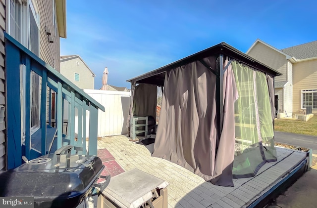 view of patio featuring a gazebo