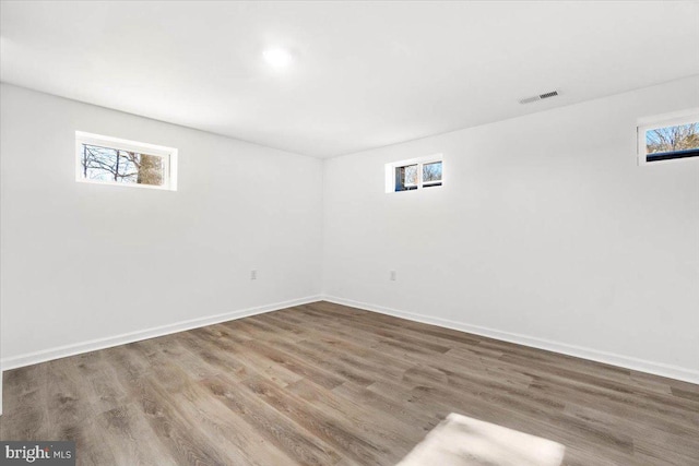 basement featuring hardwood / wood-style flooring