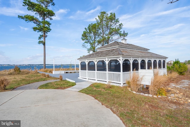 surrounding community featuring a water view