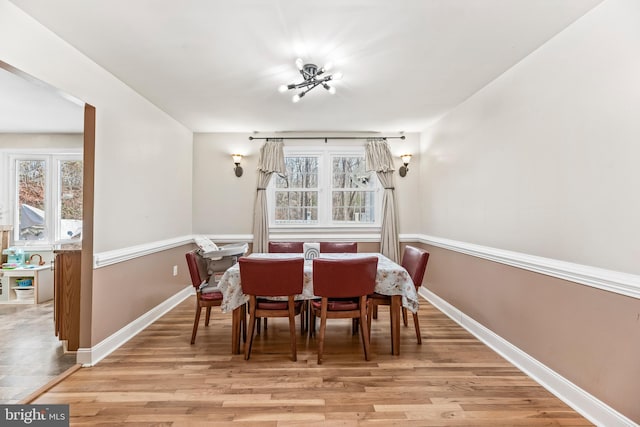 dining room with light wood-type flooring