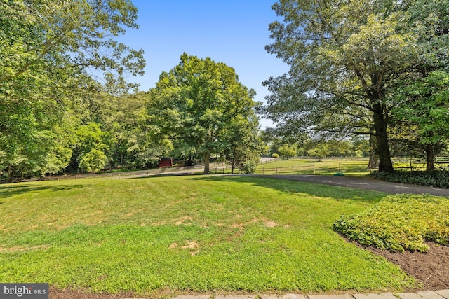 view of yard featuring a rural view