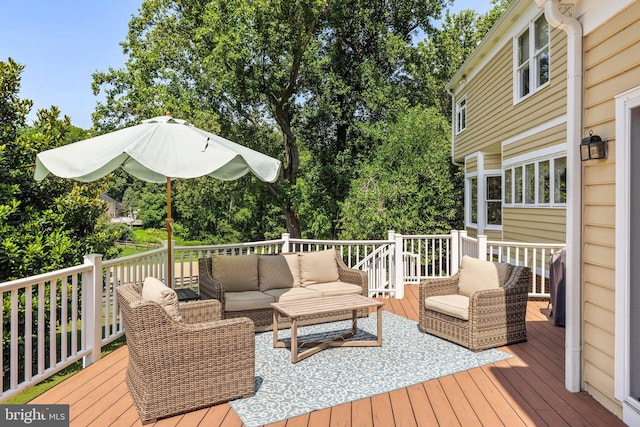 deck featuring an outdoor hangout area