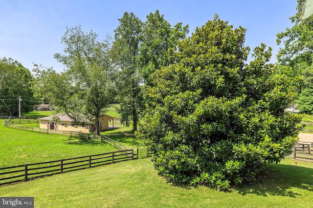 view of yard with a rural view