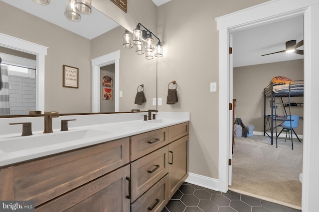 bathroom featuring vanity and tile patterned flooring