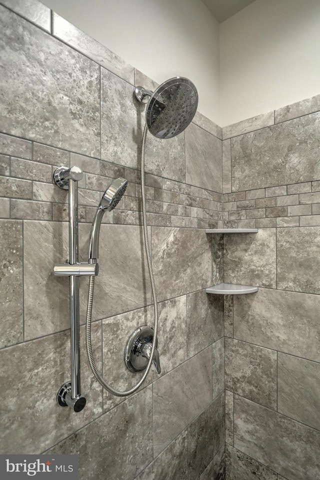 interior details featuring tiled shower