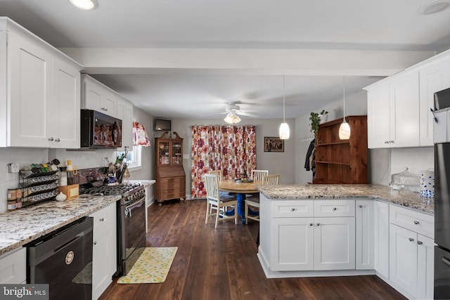 kitchen with white cabinets, dishwasher, and gas stove