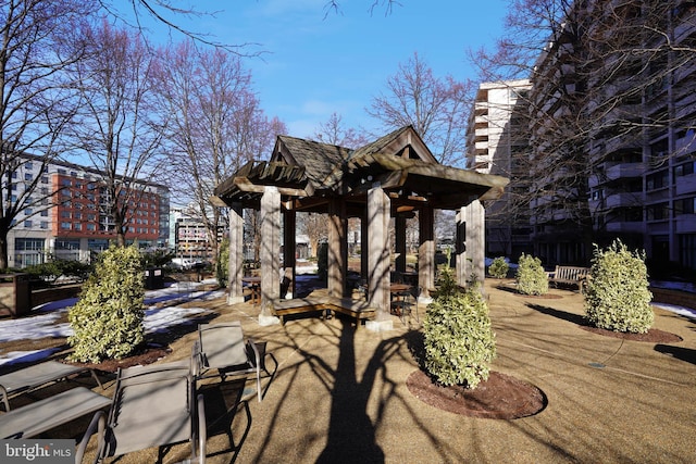 view of patio / terrace featuring a gazebo