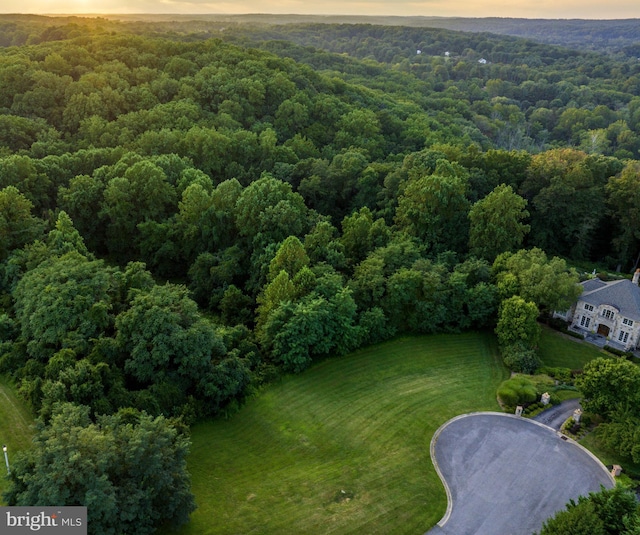 view of aerial view at dusk