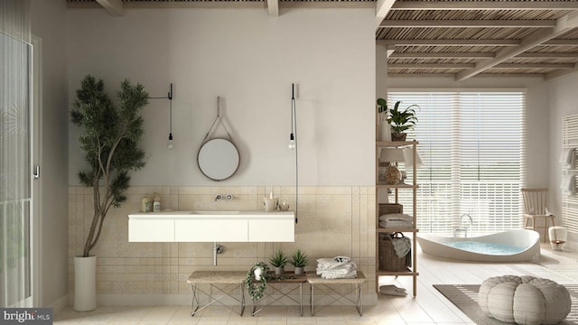 bathroom with a wealth of natural light and vanity