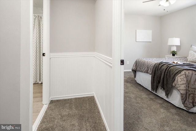 bedroom with carpet floors and ceiling fan