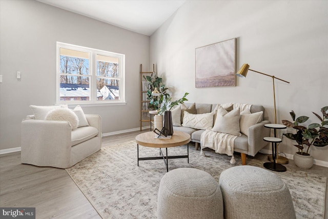 living room with light wood-type flooring