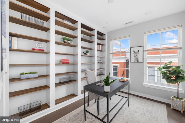 office area featuring hardwood / wood-style flooring and plenty of natural light