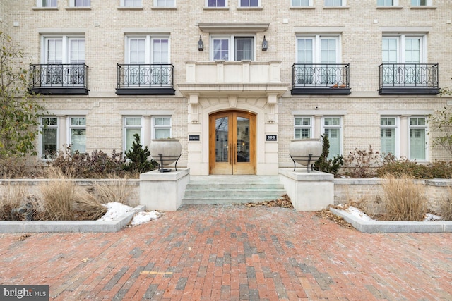 property entrance with french doors