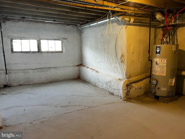 basement with water heater