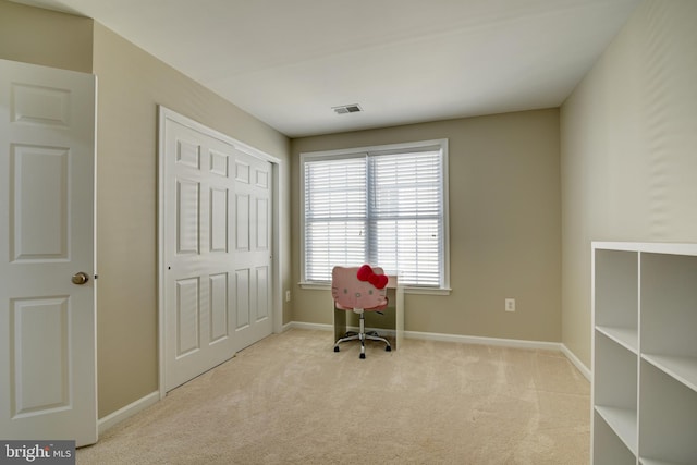 office area with light carpet