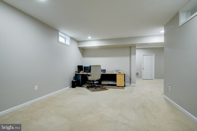 view of carpeted office