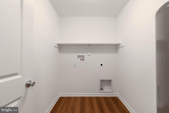 laundry room with hookup for an electric dryer, washer hookup, and dark hardwood / wood-style flooring