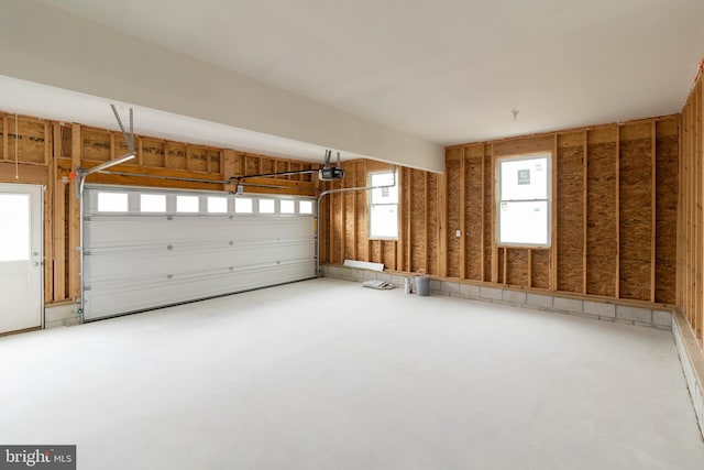 garage with a garage door opener