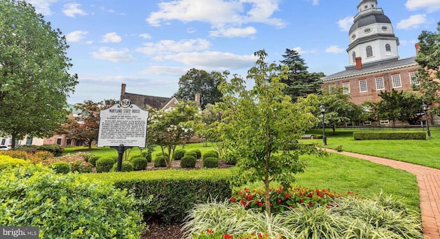 view of home's community featuring a lawn