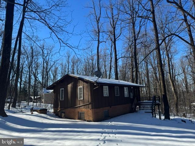 view of snow covered exterior