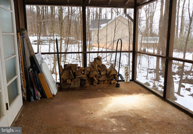 view of unfurnished sunroom