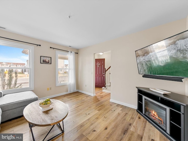 living room featuring light hardwood / wood-style flooring