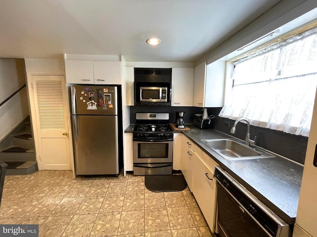 kitchen featuring sink, white cabinets, and stainless steel appliances