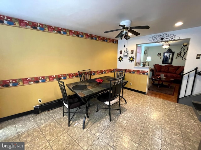 dining area with ceiling fan