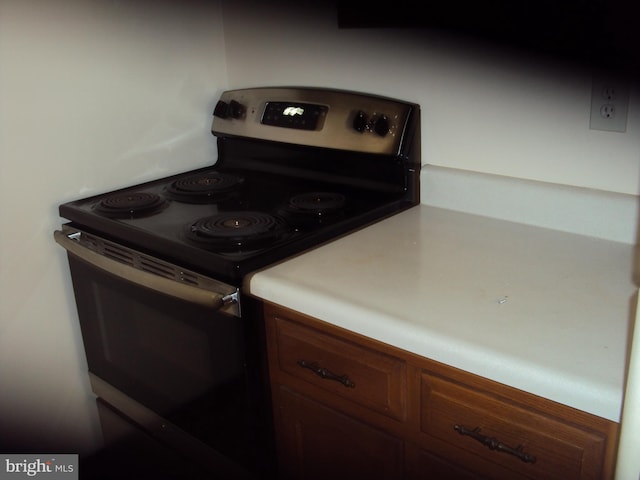 kitchen with electric range oven