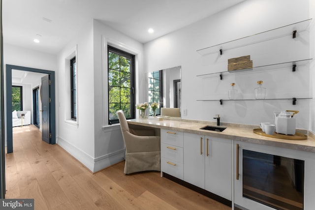 3819 NW Albemarle St NW, Washington, DC 20016 - indoor bar featuring wine cooler, light wood-style flooring, and recessed lighting