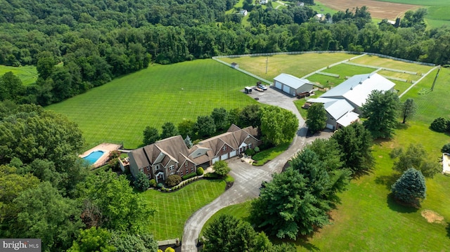 bird's eye view with a rural view