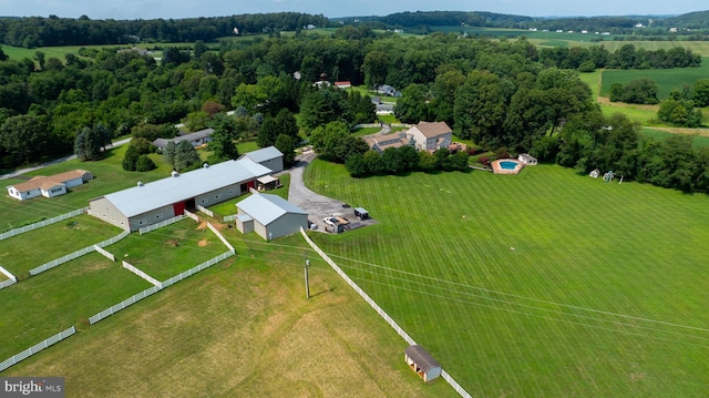 aerial view with a rural view