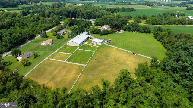 bird's eye view with a rural view