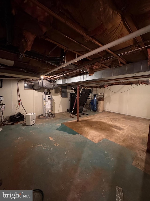 basement with gas water heater