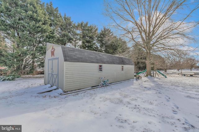 view of snow covered structure