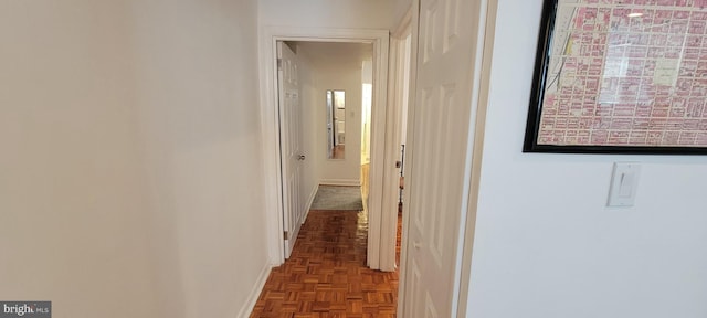 hallway with parquet floors