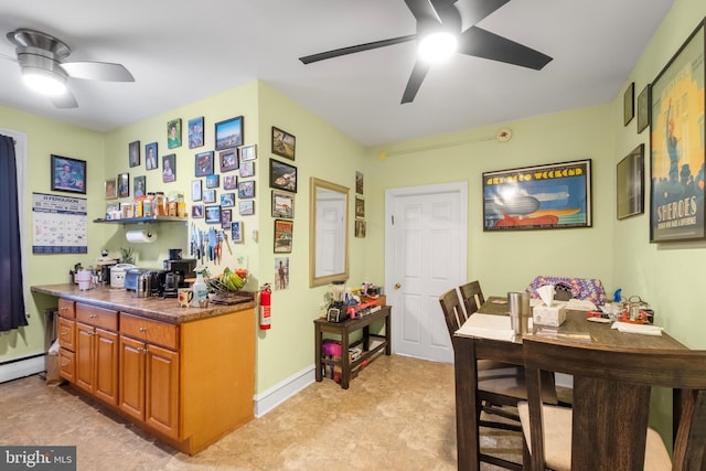 dining area with ceiling fan