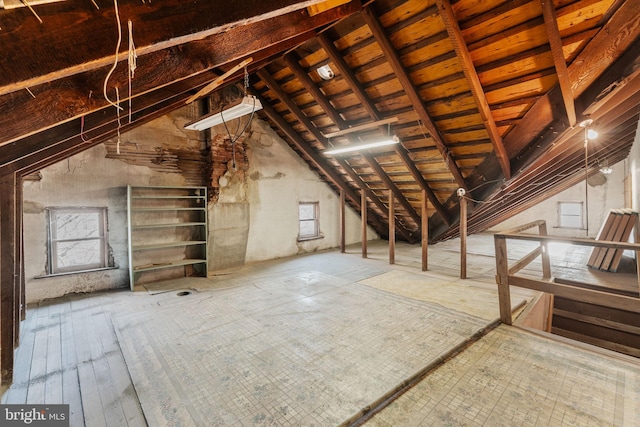 view of unfinished attic