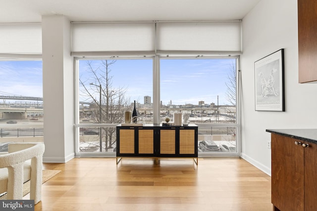 interior space with light hardwood / wood-style flooring