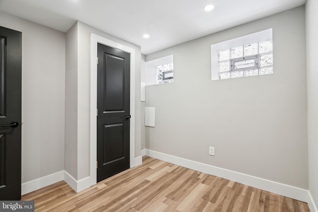 interior space with light hardwood / wood-style floors