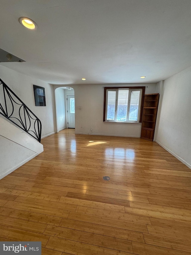 unfurnished living room featuring light hardwood / wood-style flooring