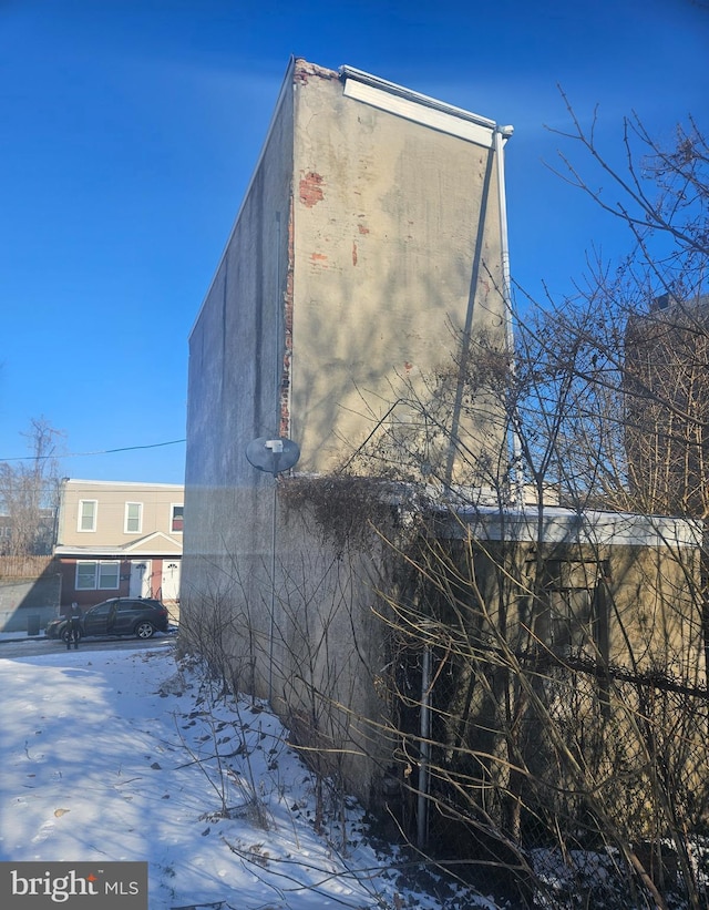 view of snow covered exterior