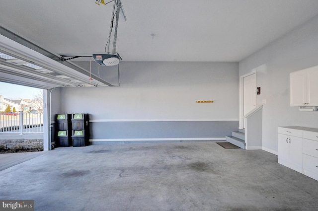 garage with a garage door opener