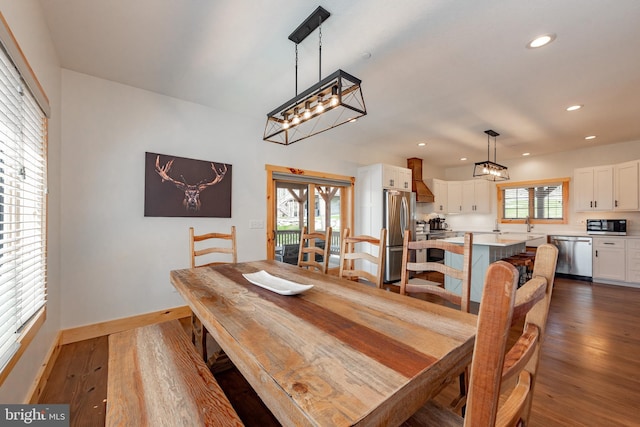 dining room featuring dark wood-type flooring