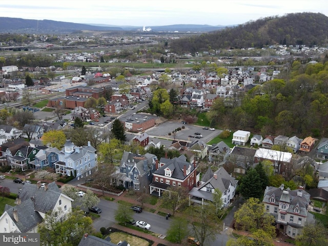 birds eye view of property with a mountain view